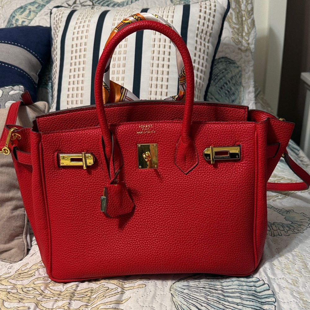 Elegant Red Leather Handbag